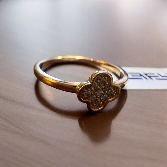 EFFY ENY Women's 14K Yellow Goldplated Sterling Silver Diamond Floral Ring 7 - Picture 9 of 11